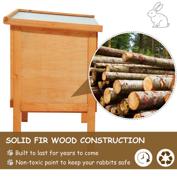 Fir Wood Pet Cage For Small Rabbit, Guinea Pigs, 90Lx45Wx65H cm. - Natural Wood