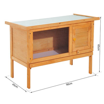 Fir Wood Pet Cage For Small Rabbit, Guinea Pigs, 90Lx45Wx65H cm. - Natural Wood