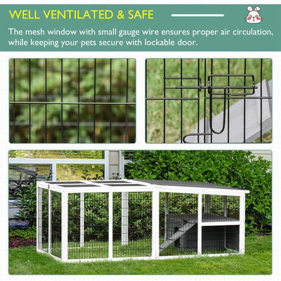 Rabbit Hutch Wooden Small Animal Cage Pet Run Cover Indoor Outdoor- Grey