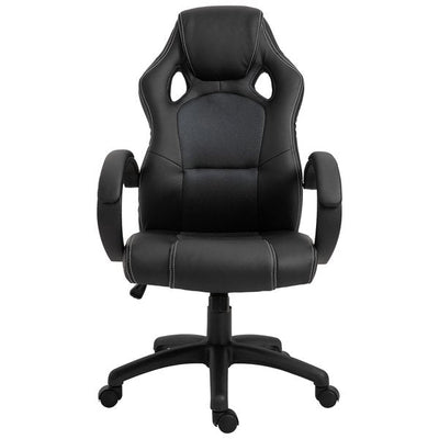 Racing Chair Gaming Sports Swivel PU Leather Office PC Height Adjustable- Black