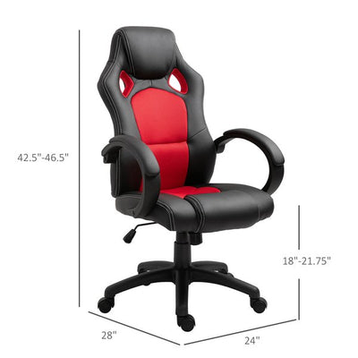 Racing Chair Gaming Sports Swivel PU Leather Office PC Height Adjustable-Black/Red