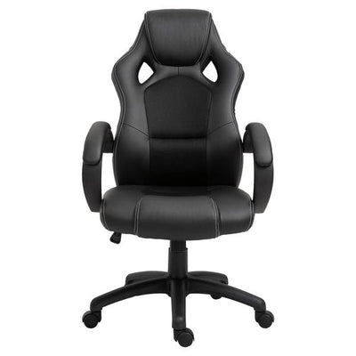 Gaming Home Office Chair With Adjustable Height, PU Leather - Black