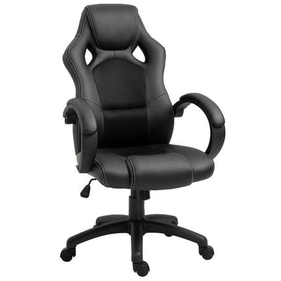 Gaming Home Office Chair With Adjustable Height, PU Leather - Black