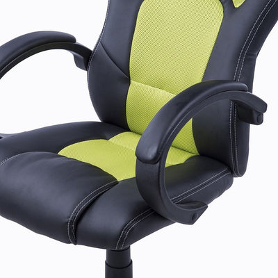 PU Leather Home Office Gaming Chair W/ Adjustable Height - Black/Green