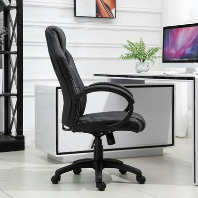 Gaming Home Office Chair With Adjustable Height, PU Leather - Black