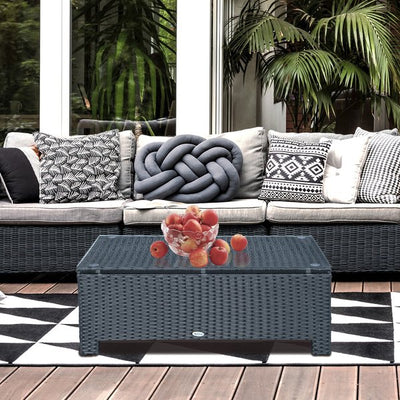 Rattan Coffee Table - Black