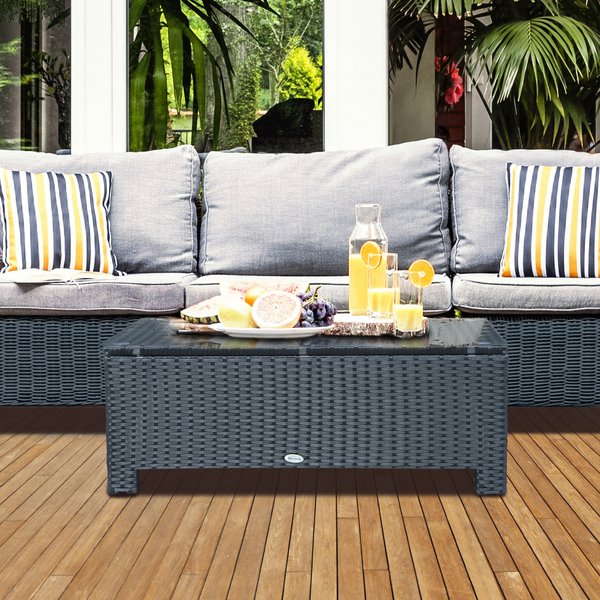 Rattan Coffee Table - Black