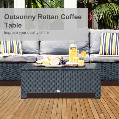 Rattan Coffee Table - Black