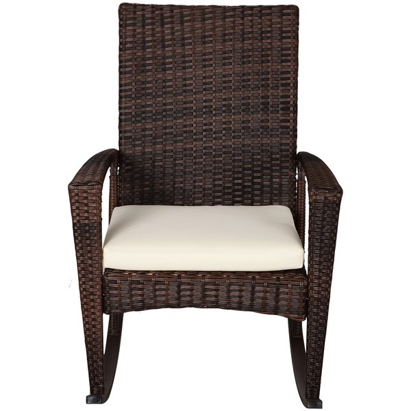 Rattan Rocking Chair W/ Cushion - Brown