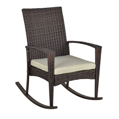 Rattan Rocking Chair W/ Cushion - Brown