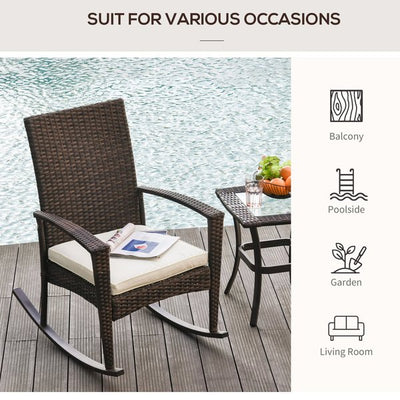 Rattan Rocking Chair W/ Cushion - Brown