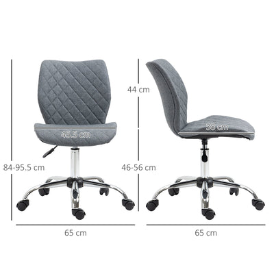 Vinsetto Mid Back Office Task Chair 360° Swivel Height Adjustable Home Office Linen Fabric Grey