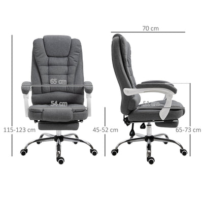 Vinsetto Office Chair with Footrest Computer Swivel Rolling Task Recliner for Home with Retractable Footrest, Arm, Grey