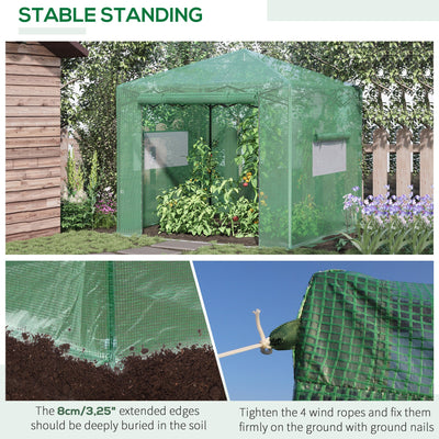 Outsunny Portable Walk in Pop-up Greenhouse Outdoor for Plants Garden Foldable with Carrying Bag , PE Cover, Steel Frame, Green, 2.4L x 1.8W x 2.4H m