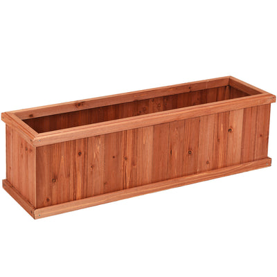 Rectangular Wooden Garden Planter Box with Drain Holes