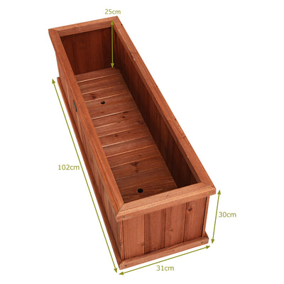 Rectangular Wooden Garden Planter Box with Drain Holes