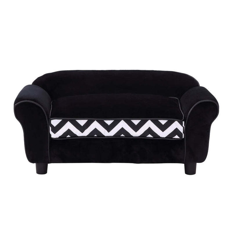 PawHut Dog Sofa Chair with Legs, Pet Couch with Soft Cushion Removable Cover for Small Dogs Cats, Black, 73.5 x 41 x 33 cm