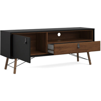 Richmond Matt Black and Walnut TV Unit