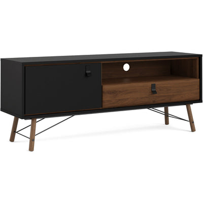 Richmond Matt Black and Walnut TV Unit