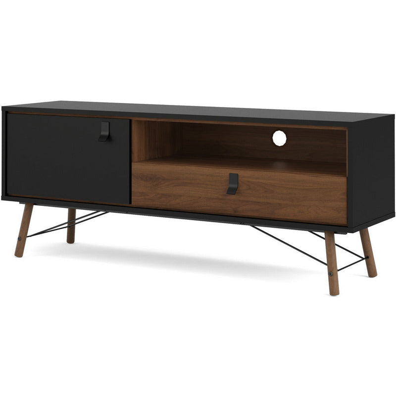 Richmond Matt Black and Walnut TV Unit