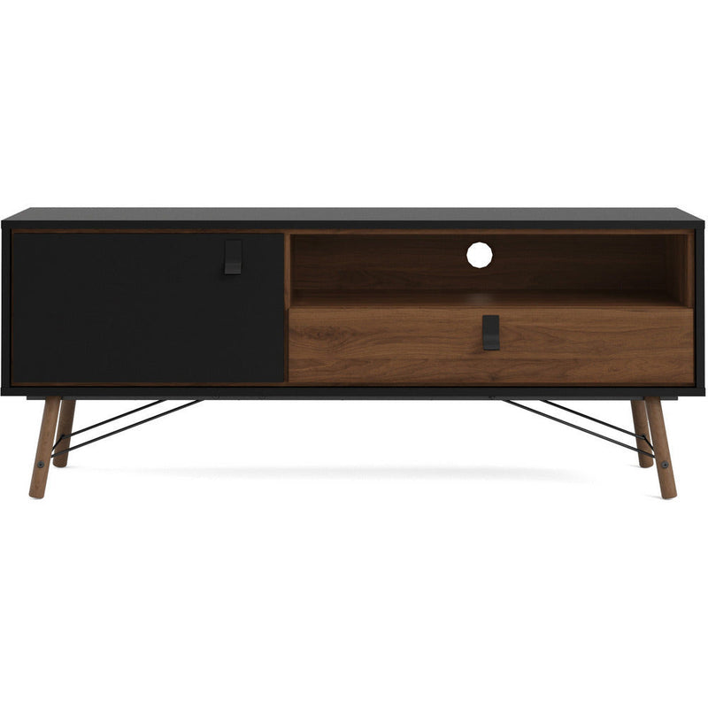 Richmond Matt Black and Walnut TV Unit