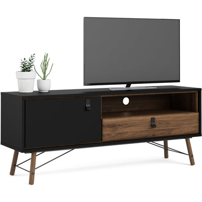 Richmond Matt Black and Walnut TV Unit