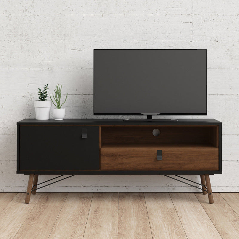 Richmond Matt Black and Walnut TV Unit