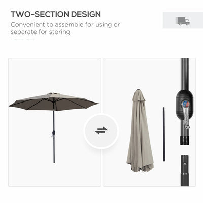 Tilting Parasol Garden Umbrellas- Light Grey