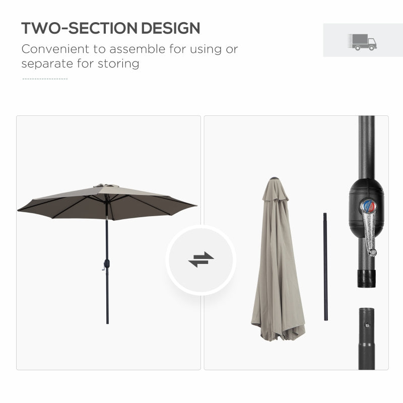 Tilting Parasol Garden Umbrellas- Light Grey