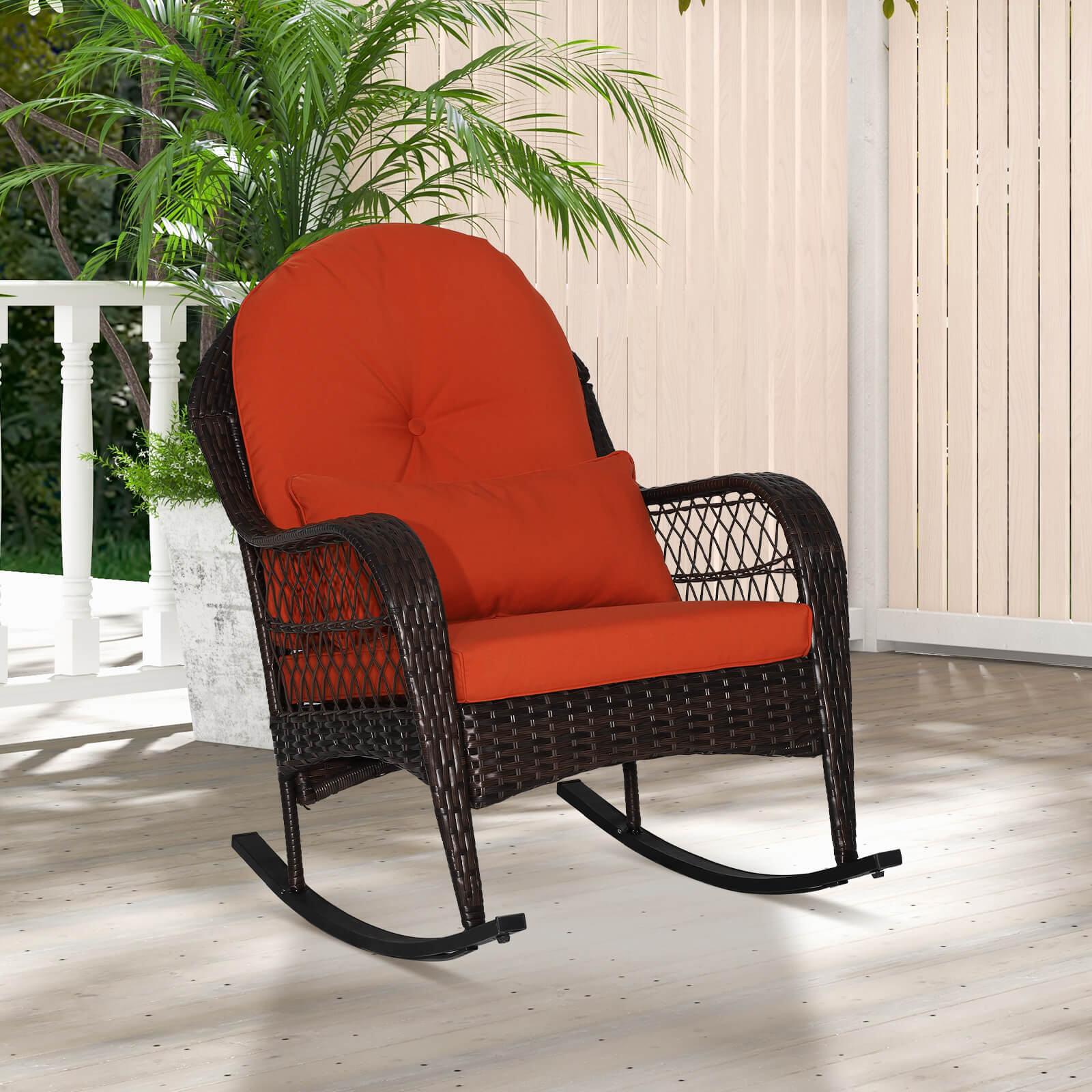 Wicker back rocking deals chair