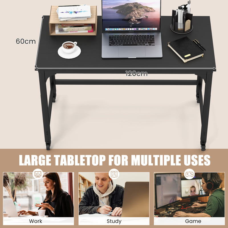 120cm Rolling Computer Desk on Wheels-Black