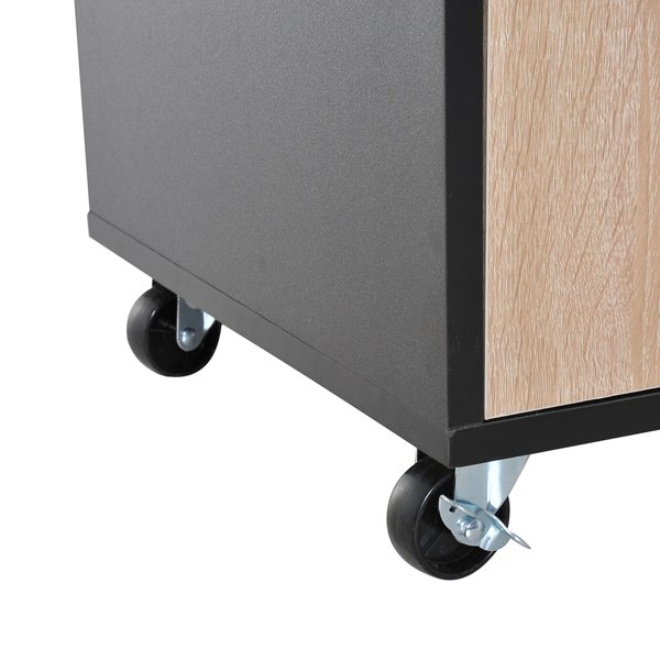 Rolling Kitchen Island, 76.5Wx40Dx82H Cm - Oak/Black Colour