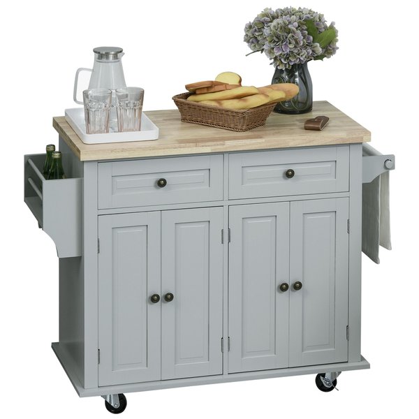 Rolling Kitchen Microwave Island With Flexible Storage Shelf Unit Drawers