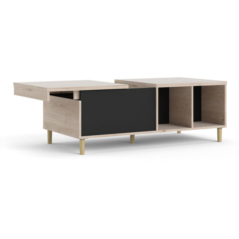 Roman Sliding Top Oak and Black Coffee Table