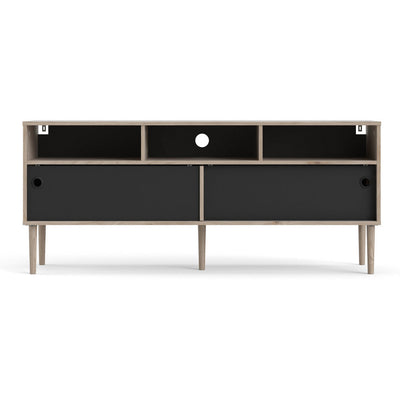 Roman Sliding 2 Door Oak and Black TV Unit