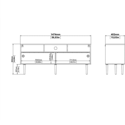 Roman Sliding 2 Door Oak and Black TV Unit