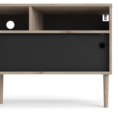 Roman Sliding 2 Door Oak and Black TV Unit