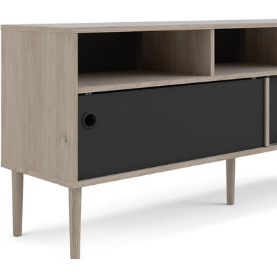 Roman Sliding 2 Door Oak and Black TV Unit