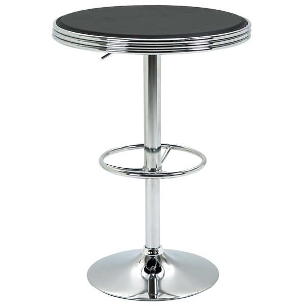 Round Height Adjustable Pub Bar Faux Leather Tabletop And Footrest