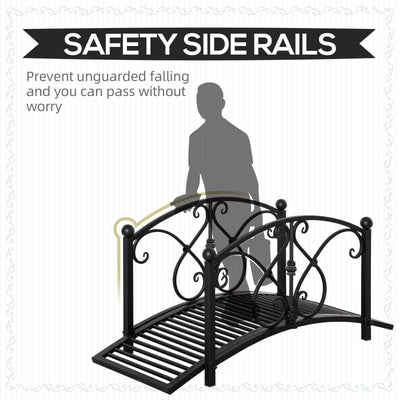 Classic Garden Bridge With Safety Railings Arc