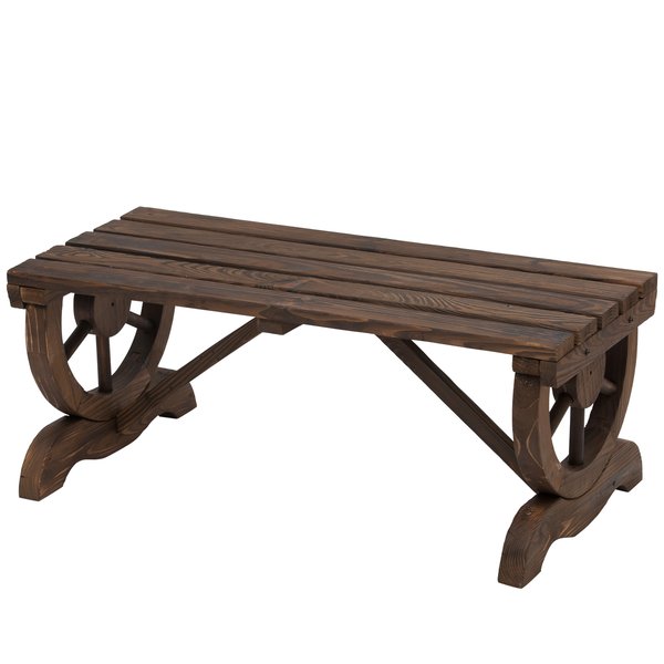 Rustic Wooden Bench Loveseat Outdoor - Brown