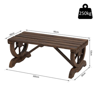 Rustic Wooden Bench Loveseat Outdoor - Brown