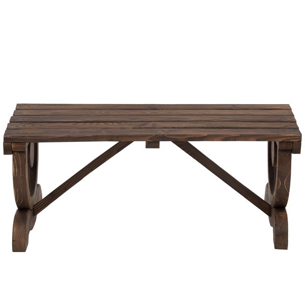 Rustic Wooden Bench Loveseat Outdoor - Brown