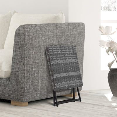 Square PE Wicker Rattan Folding Table - Grey