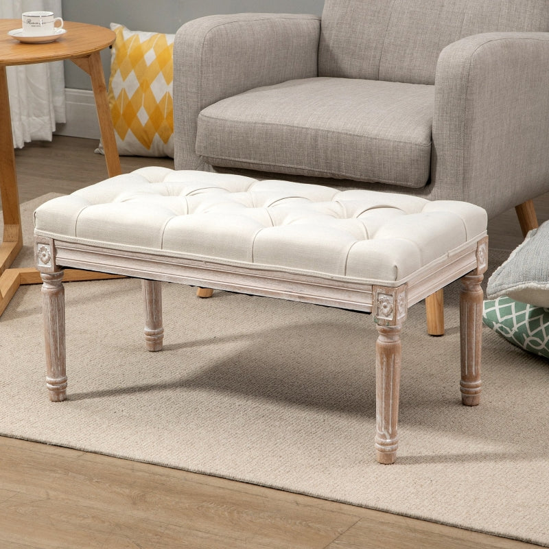 Bed End Stool Accent Bench- Beige