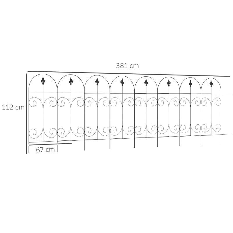 Decorative Garden Fencing, 8PCs , Black