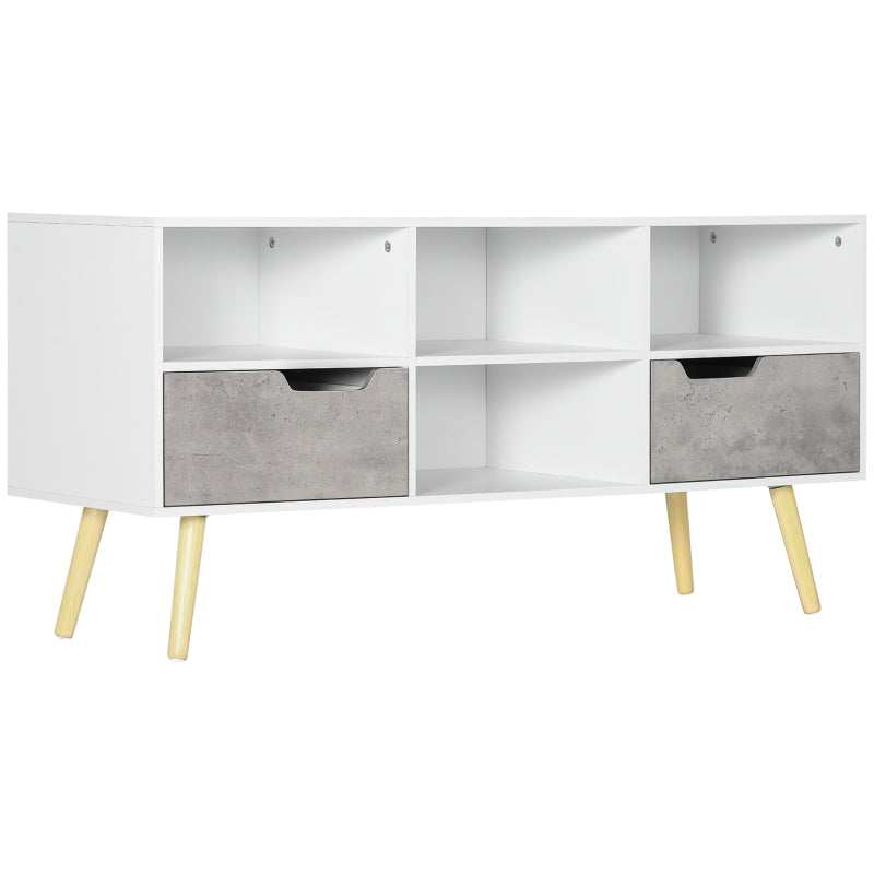 Boxy Six-Compartment TV Cabinet - White/Grey