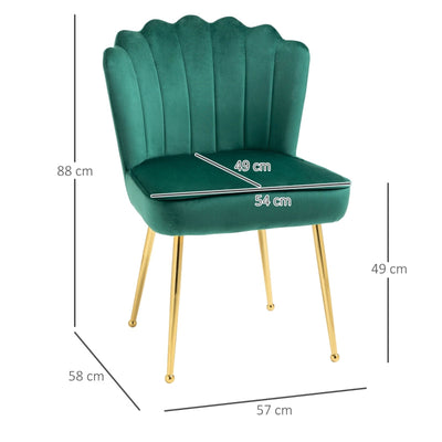 Velvet-Feel Shell Luxe Accent Chair, Green