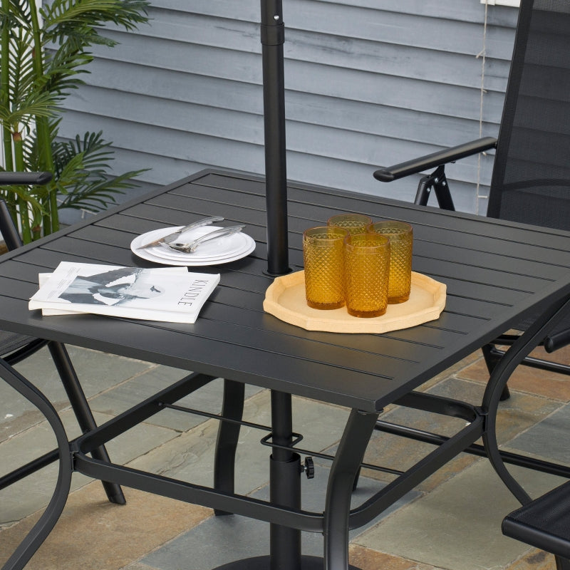 Garden Table With Parasol Hole- Black