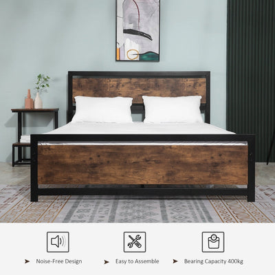 King Size Metal Bed Frame With Headboard And Footboard